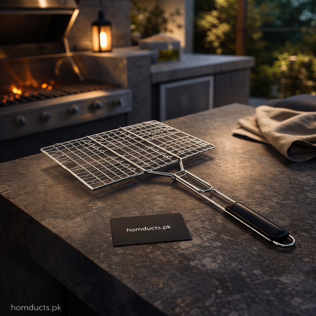 Elegant Brand Premium Stainless Steel BBQ Grill Basket – Folding Wire Mesh Barbecue Basket for Fish, Vegetables & Meat