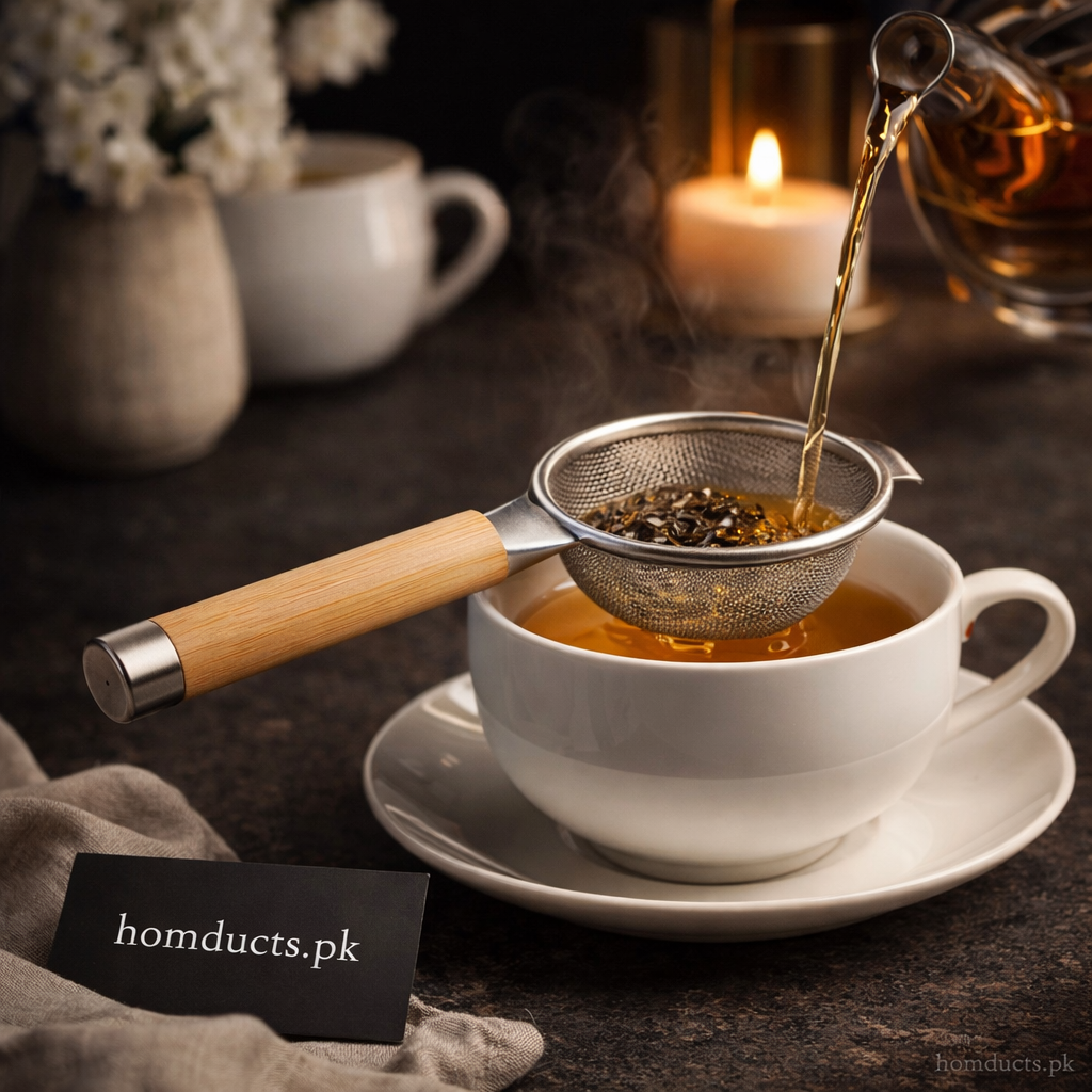 Elegant Stainless Steel Tea Strainer – Fine Mesh Tea Filter for Smooth Tea Brewing