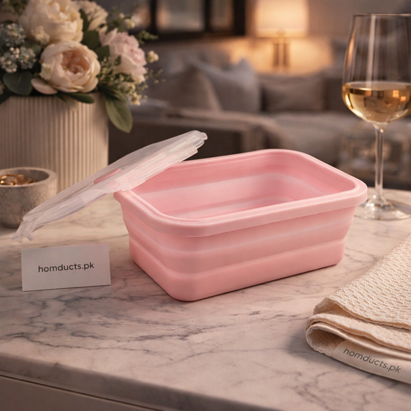 Premium Collapsible Food Storage Box with Lid – Space Saving Foldable Kitchen Storage Container