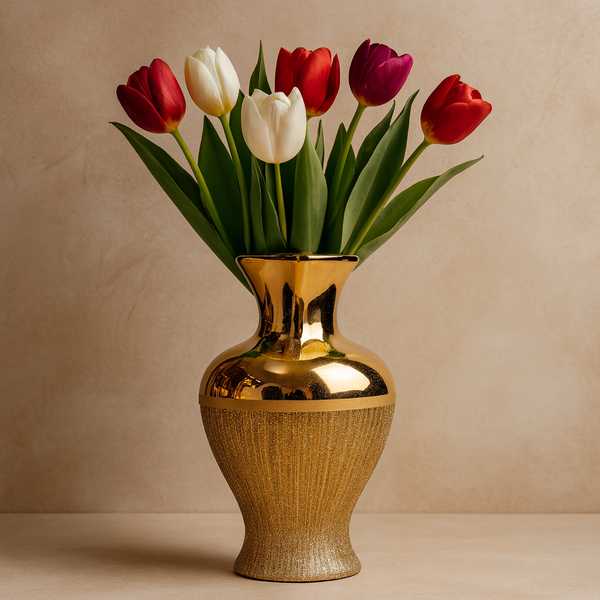 Luxury Golden Tulip Display Vase – Premium Home Décor Accent Piece