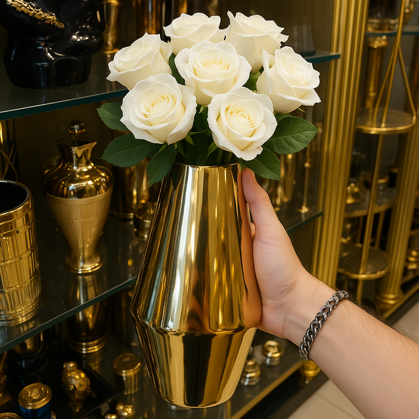 Luxury Gold Ceramic Vase – Modern Decorative Flower Vase for Home Décor
