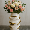 Luxury White & Gold Ceramic Decorative Vase – Modern Abstract Sculpted Design | Home Décor Accent Piece
