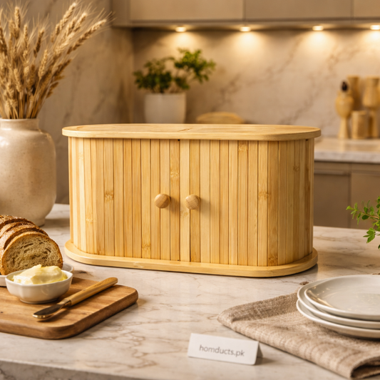 Premium Bamboo Roll Top Bread Box – Elegant Kitchen Storage Organizer