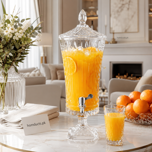 4.5L Crystal Glass Beverage Dispenser with Stand & Lid – Elegant Juice Serving Jug