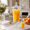 4.5L Crystal Glass Beverage Dispenser with Stand & Lid – Elegant Juice Serving Jug