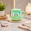 Cute Monster Ceramic Mug with Lid & Spoon – Cartoon Coffee & Tea Cup