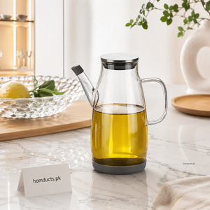 1000ml Glass Oil Dispenser Bottle with Stainless Steel Lid & Drip-Free Pour Spout