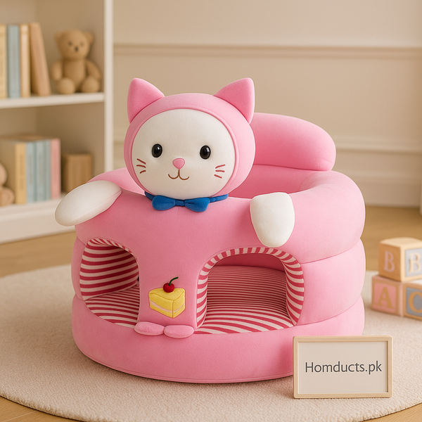 Luxury Baby Support Sofa Seat – Cute Cat Design | Soft Plush Infant Sitting Chair