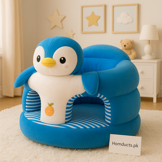 Penguin Plush Baby Sofa Seat — Ultra Soft Supportive Floor Chair for Infants & Toddlers