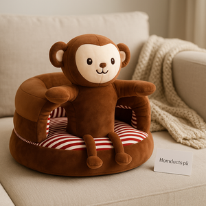 Monkey Plush Baby Support Seat – Soft Sitting Chair for Infants (3–12 Months) | Anti-Fall Design & Back Support