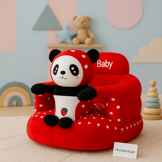 Premium Plush Baby Support Sofa – Red Panda Design | Soft, Safe & Comfortable Sitting Chair for Infants