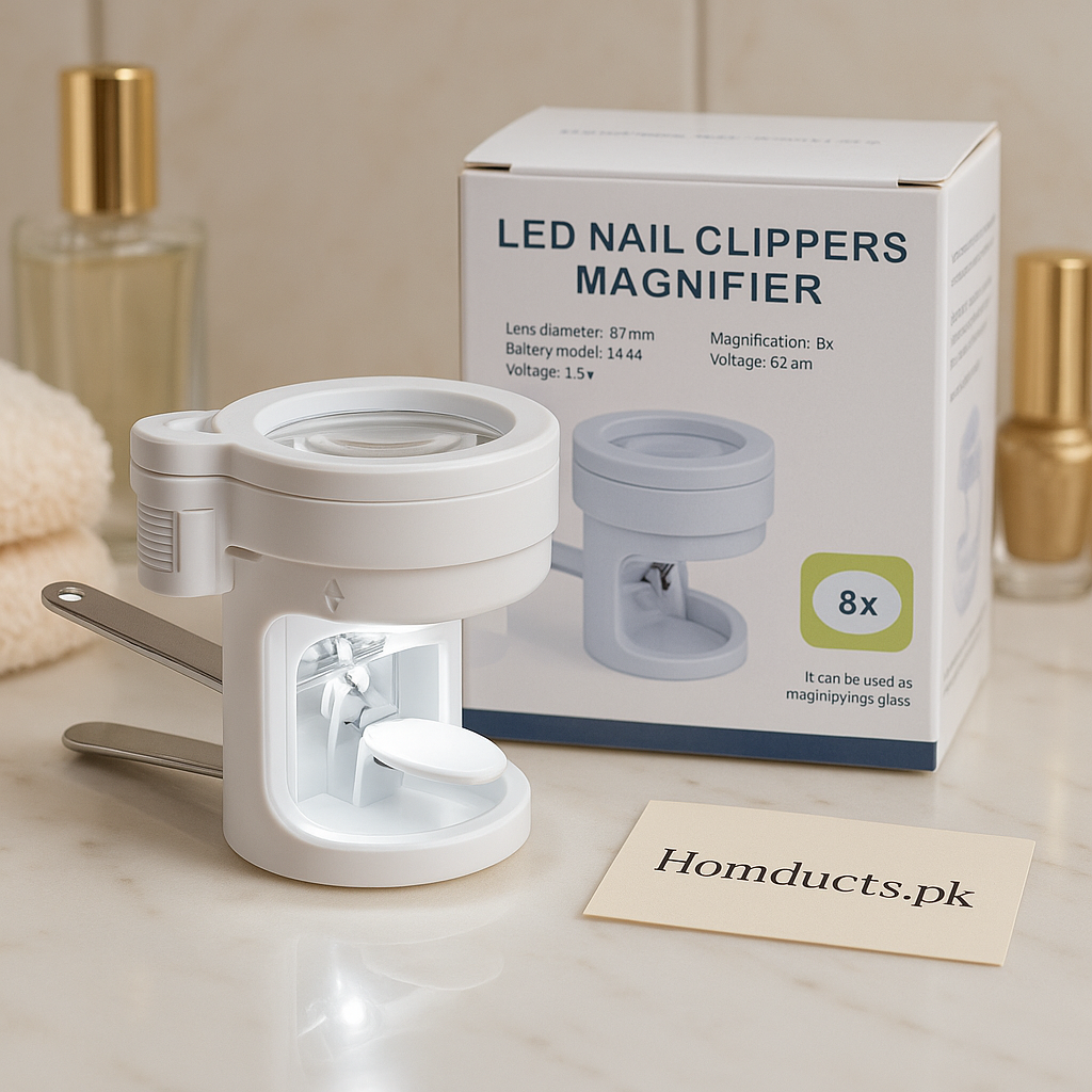 LED Nail Clippers with 8x Magnifier – Precision Grooming Tool with Bright Light