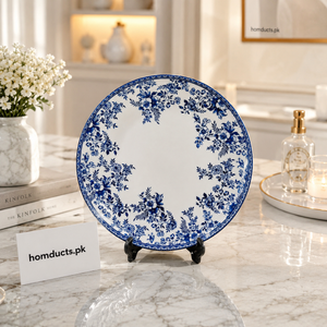 10-Inch Blue Floral Ceramic Dinner Plate