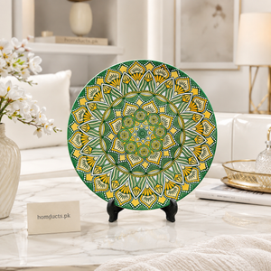 10-Inch Green Mandala Decorative Ceramic Plate