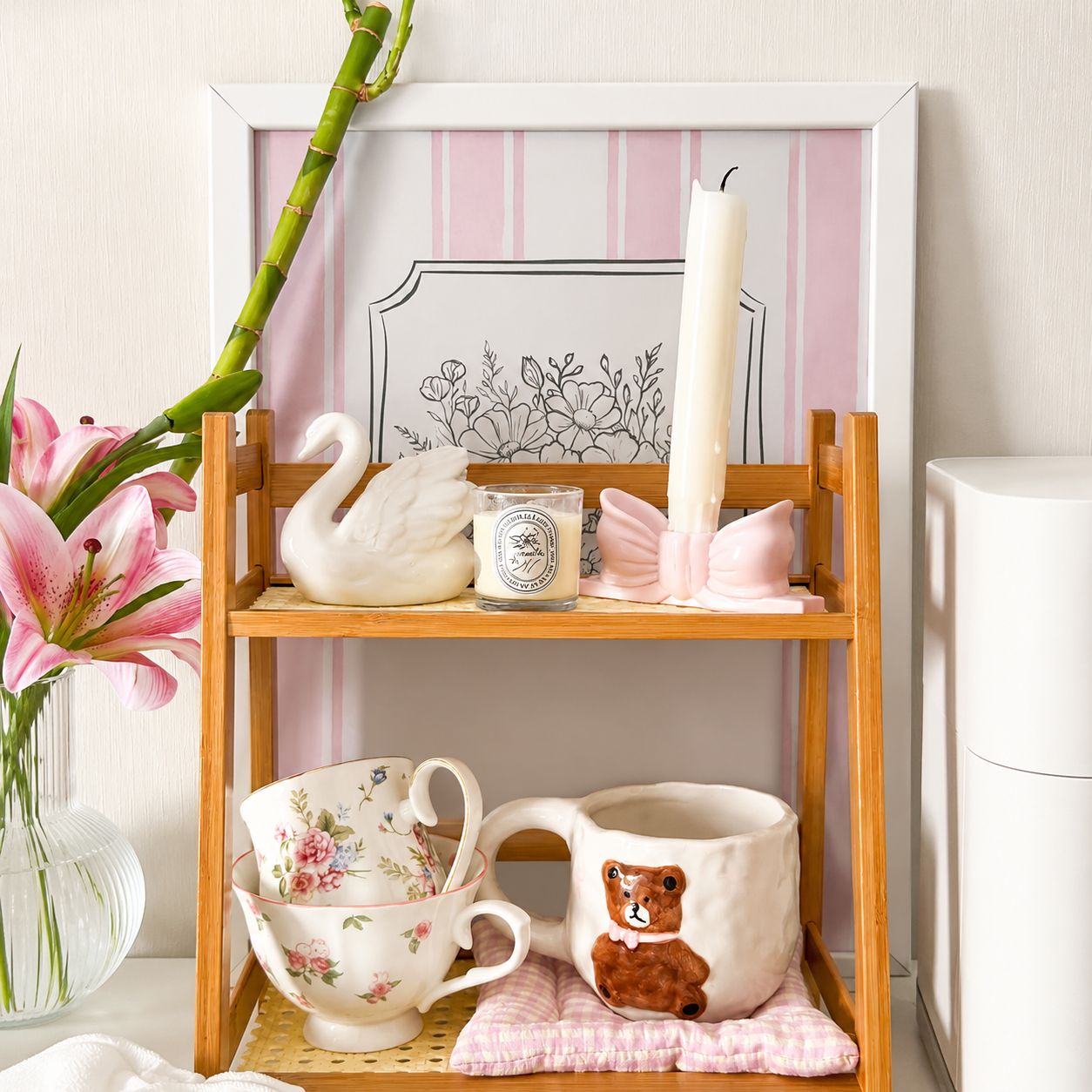 Multi-Purpose Bamboo 2-Tier Organizer Shelf | Countertop Storage Rack for Kitchen, Bathroom, Vanity & Home Décor