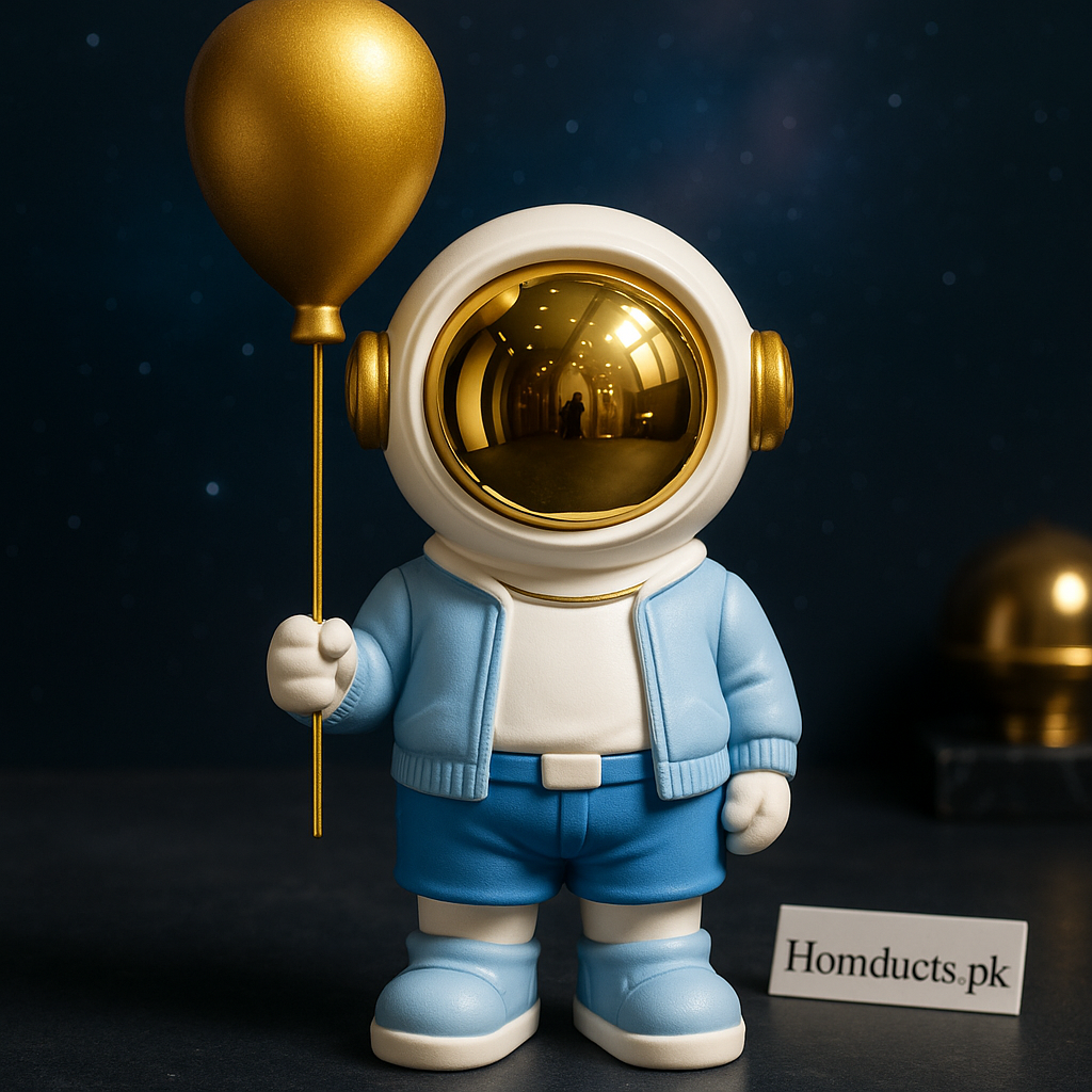 Luxury Astronaut Figurine with Golden Balloon – Premium Space Decor for Home & Kids Room