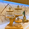Luxury 3-Tier Glass Storage Jars with Bamboo Stand & Golden Crown Lids