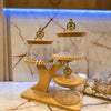 Luxury 3-Tier Glass Storage Jars with Bamboo Stand & Golden Crown Lids