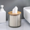 Luxury Transparent Tissue Holder with Wooden Lid – Modern Bathroom & Tabletop Organizer