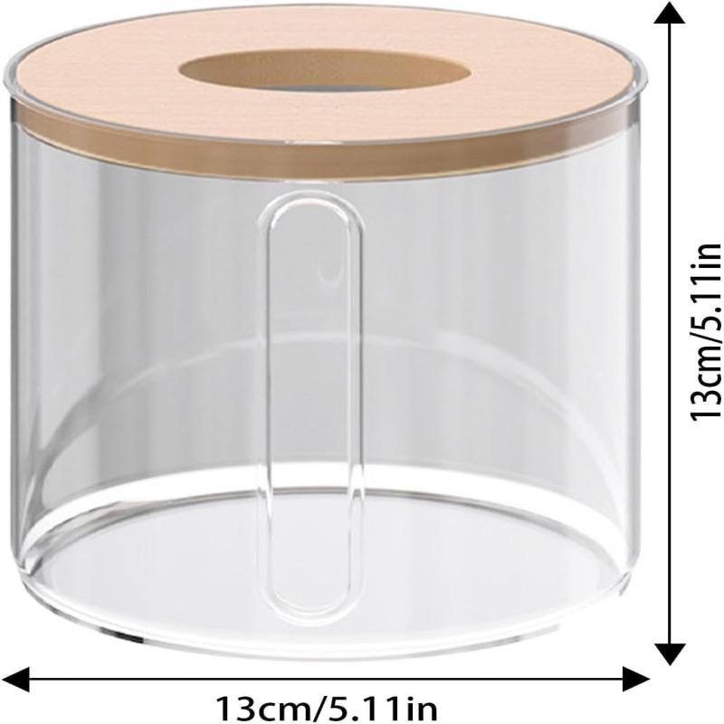 Luxury Transparent Tissue Holder with Wooden Lid – Modern Bathroom & Tabletop Organizer