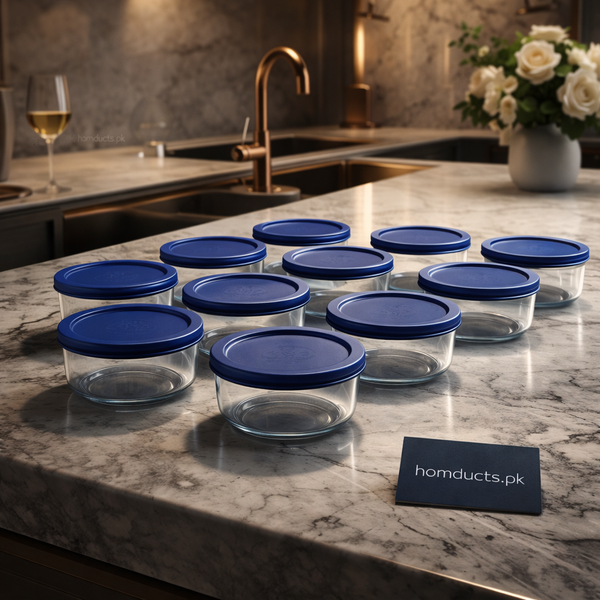 Luxury 5-Piece Glass Food Storage Bowl Set with Airtight Lids – Multi-Purpose Kitchen Organizer