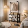 Luxury 3-Tier Storage Rack with Hanging Coat Stand & Shoe Organizer