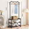 Luxury 3-Tier Storage Rack with Hanging Coat Stand & Shoe Organizer