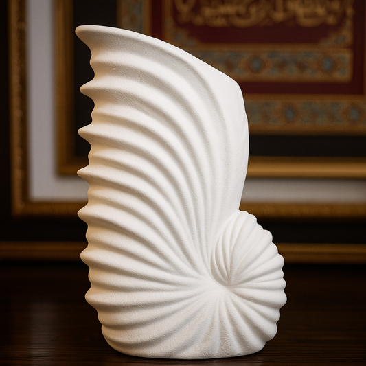 Luxury White Nautilus Shell Ceramic Vase — Modern Decorative Home Accent