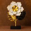 Luxury Gold & White Metal Flower Table Decor | Modern Home Decoration Ornament