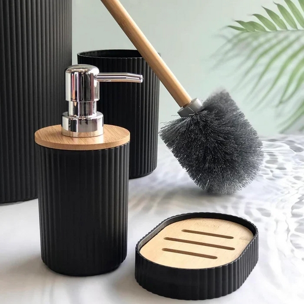 Luxury 6-Piece Bathroom Accessories Set – Modern Ribbed Organizer Set for Sink & Vanity