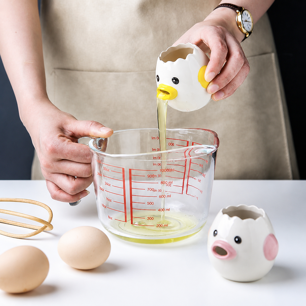 Cute Ceramic Chick Egg Cracker & Yolk Separator Bowl