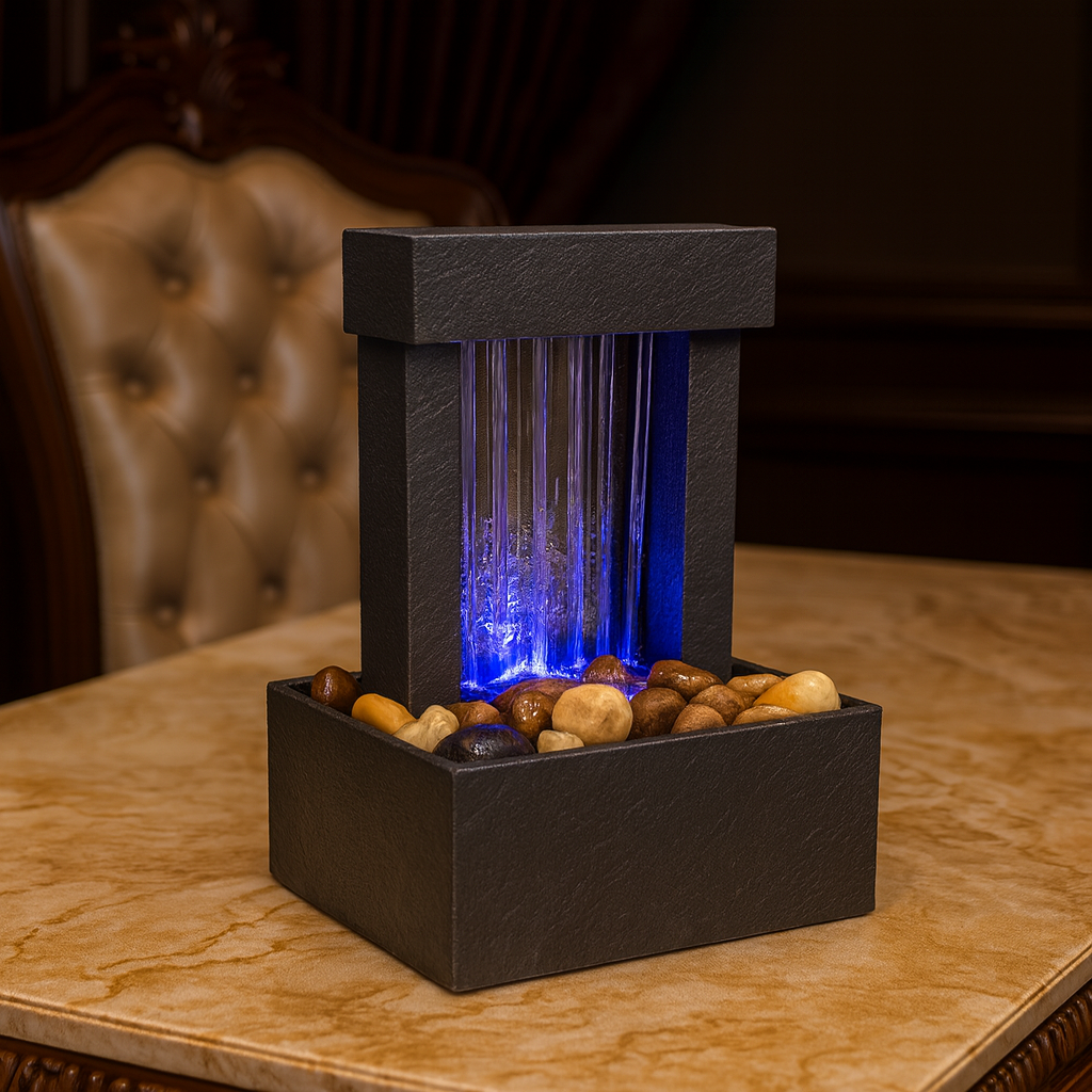 Luxurious LED Indoor Waterfall Fountain – Tabletop Zen Décor for Home & Office