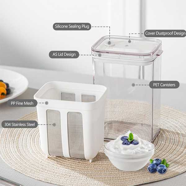 Premium Greek Yogurt Strainer Container – Whey Separator & Thick Yogurt Maker