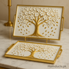 Luxury Golden Tree Serving Tray Set – 2 Pcs | Premium Tea & Snacks Serving Trays