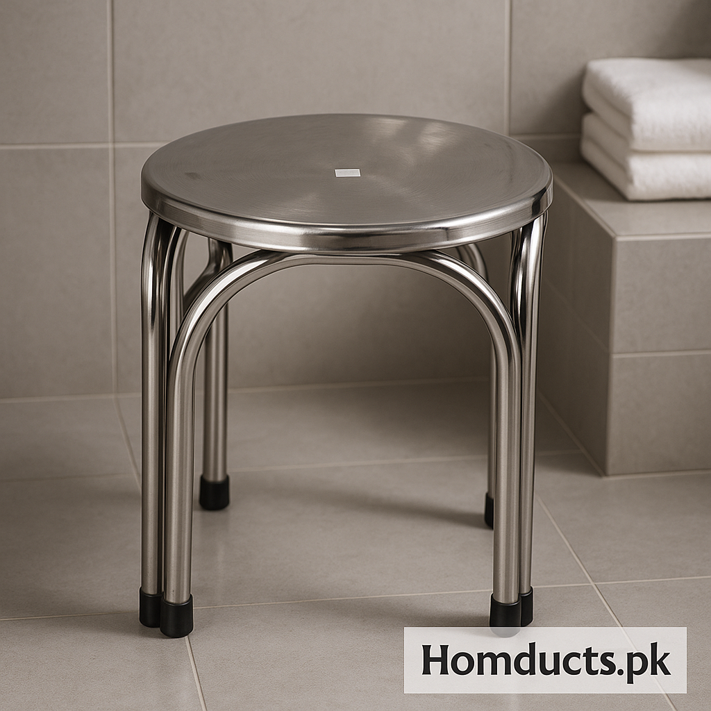 Premium Heavy-Duty Stainless Steel Bathroom Stool – Rustproof & Anti-Slip Shower Chair (46cm)