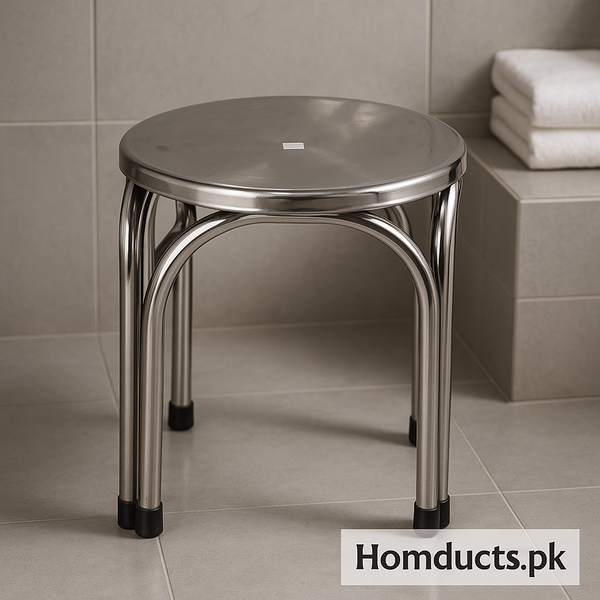 Premium Heavy-Duty Stainless Steel Bathroom Stool – Rustproof & Anti-Slip Shower Chair (46cm)