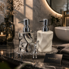 Luxury Dual Soap Dispenser Set with Decorative Tray – Modern Bathroom Counter Organizer