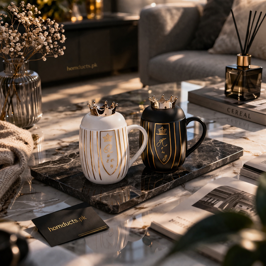 Luxury Crown Ceramic Mug Set – Premium King & Queen Coffee Cups (2 Pcs Gift Box)