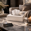 Luxury Gold Speckle Wooden Tissue Box Cover – Elegant Tabletop Tissue Holder for Home & Living