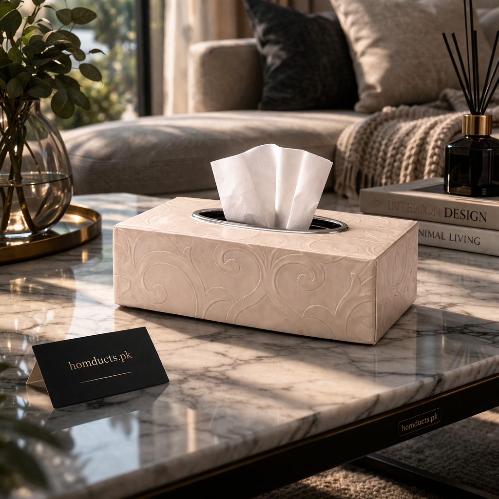 Luxury Tissue Box Holder – Premium Tabletop Napkin Organizer (1 Pc)