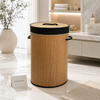 Premium Handwoven Round Bamboo Laundry Basket with Lid & Rope Handles | Luxury Woven Clothes Hamper for Bedroom, Bathroom & Laundry Room