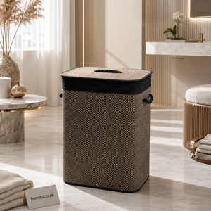 Luxury Rectangular Bamboo Laundry Basket with Lid & Rope Handles | Foldable Woven Clothes Hamper