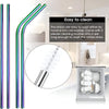 Premium Stainless Steel Reusable Straw Set – 4 Piece Metal Drinking Straws with Cleaning Brush | Eco-Friendly & Dishwasher Safe