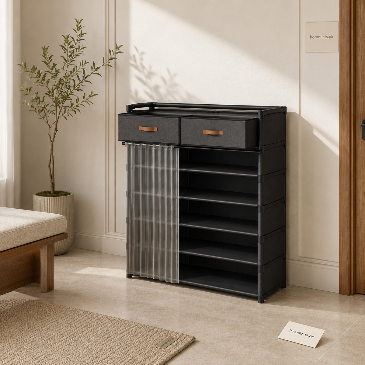 Luxury Modular Shoe Storage Cabinet with Drawers & Dustproof Cover – Multi-Tier Shoe Organizer Rack