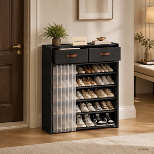 Luxury Modular Shoe Storage Cabinet with Drawers & Dustproof Cover – Multi-Tier Shoe Organizer Rack