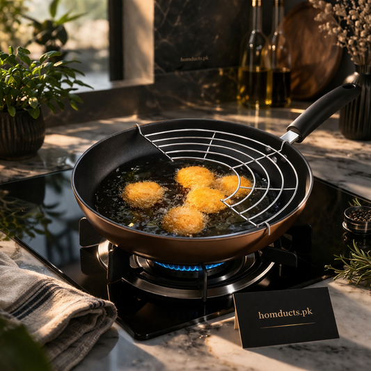 Premium Stainless Steel Frying Pan Oil Splash Guard Rack – Multi-Purpose Kitchen Frying & Draining Stand