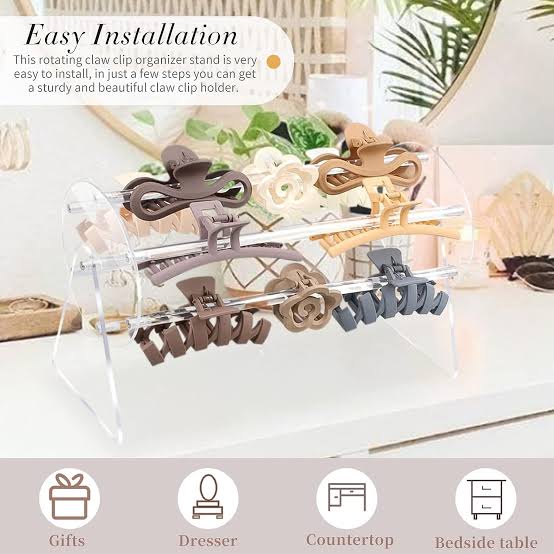 Transparent Acrylic Hair Claw Clip Organizer & Display Stand (Box packing)