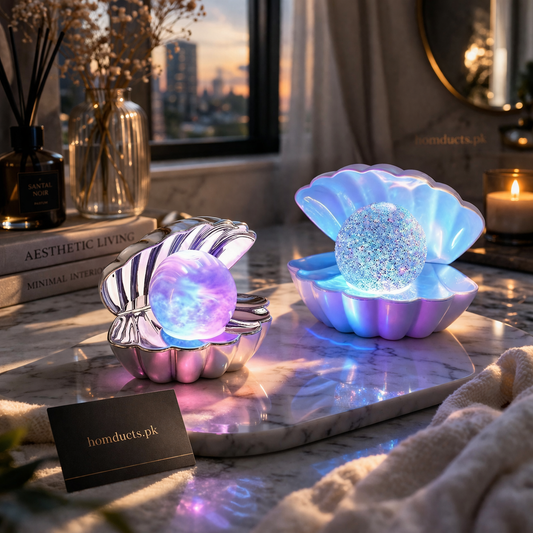 Luxury Pearl Glow Shell Lamp – Aesthetic LED Decorative Night Light for Bedroom & Vanity