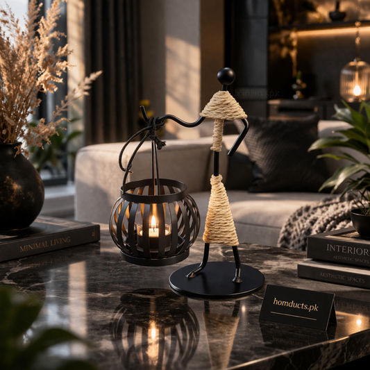 Luxury Handcrafted Metal Figurine Lantern Holder Decor (Without Candle)