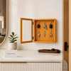 Wall Mounted Wooden Key Holder Cabinet with Mirror Door | Decorative Key Storage Box for Home Entrance